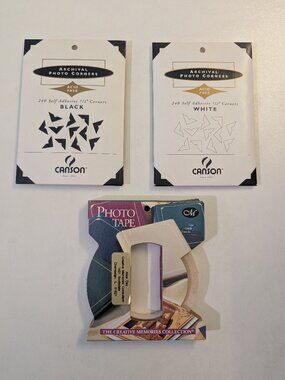 Lot of Archival Photo Corners (Black & White) & Photo Tape